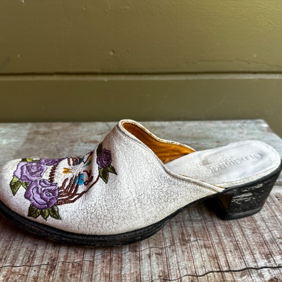 Women's Old Gringo mules slip-ons distressed skulls skeleton embroidered 8 - Picture 2 of 9